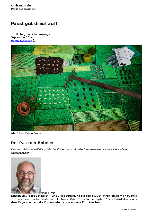 Artikel aus dem Magazin Chrismon_September2014_PDF